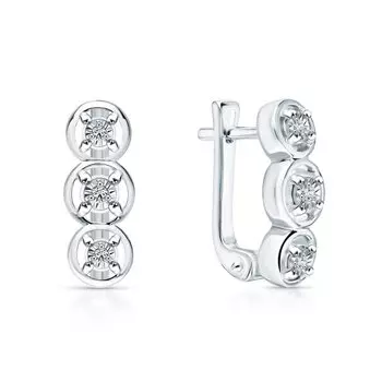 Серебряные серьги с бриллиантами природными