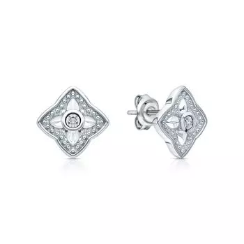 Серебряные серьги с бриллиантами природными