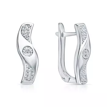 Серебряные серьги с бриллиантами природными