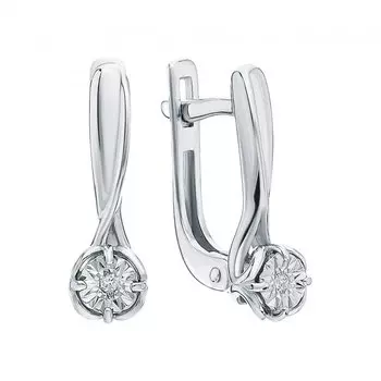 Серебряные серьги с бриллиантами природными