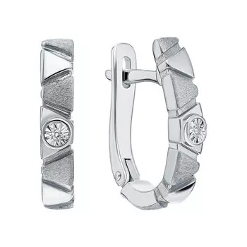 Серебряные серьги с бриллиантами природными