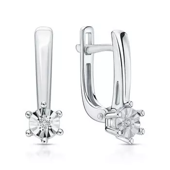 Серебряные серьги с бриллиантами природными