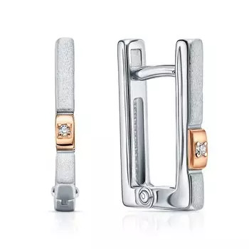 Серебряные серьги с бриллиантами природными