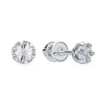 Серебряные серьги с бриллиантами природными