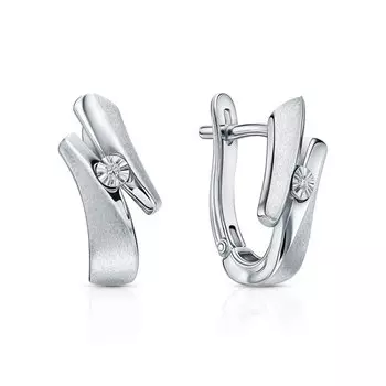 Серебряные серьги с бриллиантами природными