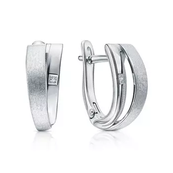 Серебряные серьги с бриллиантами природными