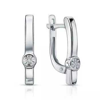 Серебряные серьги с бриллиантами природными