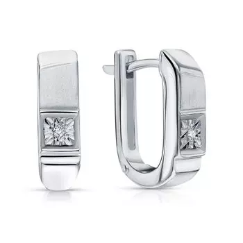 Серебряные серьги с бриллиантами природными