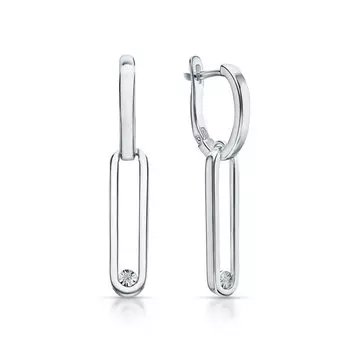 Серебряные серьги с бриллиантами природными