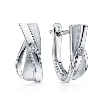 Серебряные серьги с бриллиантами природными