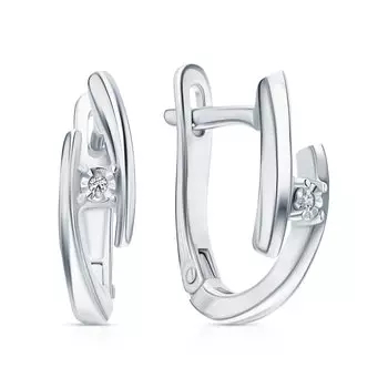 Серебряные серьги с бриллиантами природными