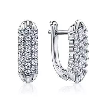 Серебряные серьги с бриллиантами природными