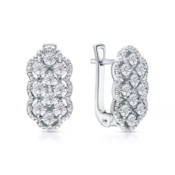 Серебряные серьги с бриллиантами природными