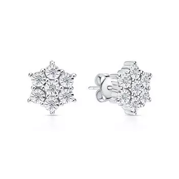 Серебряные серьги с бриллиантами природными