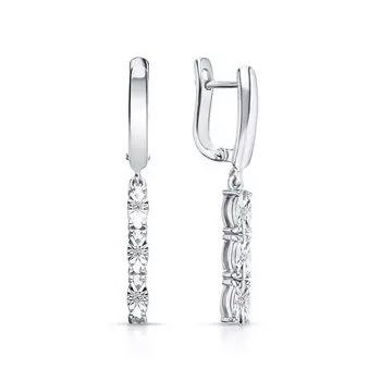 Серебряные серьги с бриллиантами природными