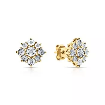 Серебряные серьги с бриллиантами природными