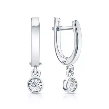 Серебряные серьги с бриллиантами природными