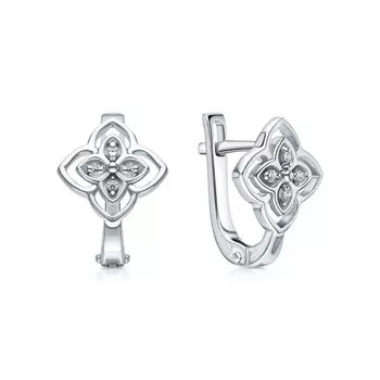 Серебряные серьги с бриллиантами природными