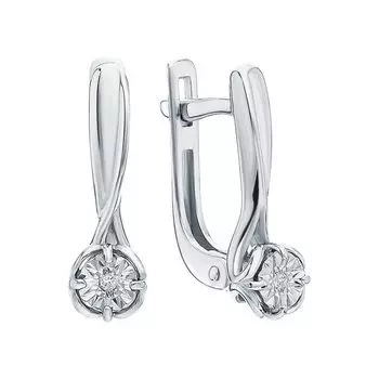 Серебряные серьги с бриллиантами природными