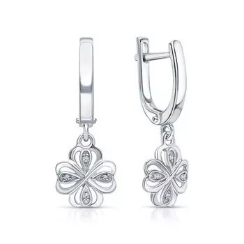 Серебряные серьги с бриллиантами природными