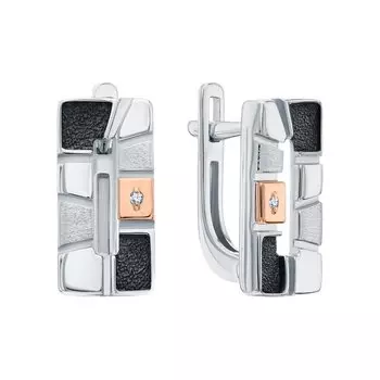 Серебряные серьги с бриллиантами природными