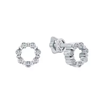 Серебряные серьги с бриллиантами природными