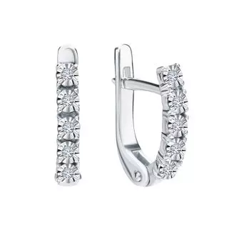 Серебряные серьги с бриллиантами природными