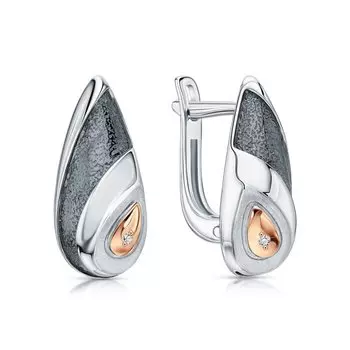 Серебряные серьги с бриллиантами природными