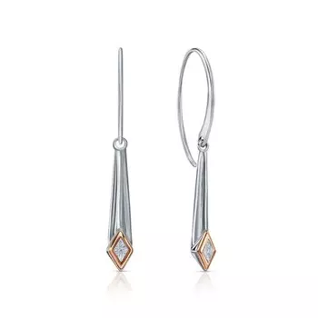 Серебряные серьги с бриллиантами природными