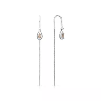 Серебряные серьги с бриллиантами природными