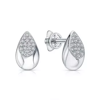 Серебряные серьги с бриллиантами природными