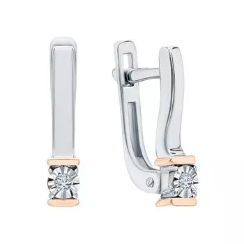 Серебряные серьги с бриллиантами природными