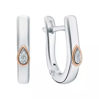 Серебряные серьги с бриллиантами природными