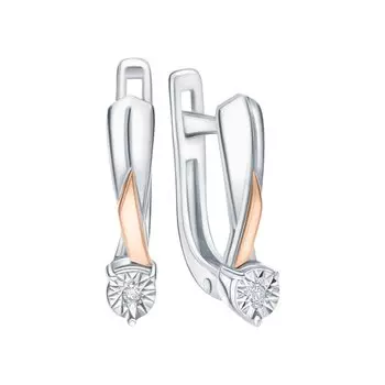 Серебряные серьги с бриллиантами природными