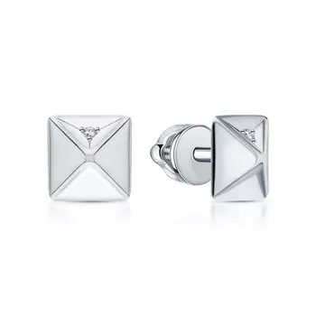 Серебряные серьги с бриллиантами природными