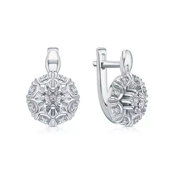 Серебряные серьги с бриллиантами природными