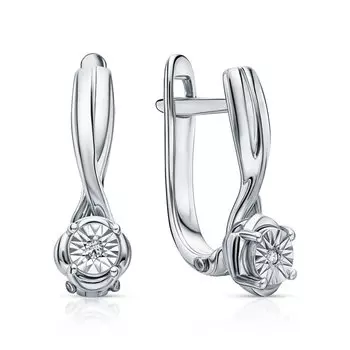 Серебряные серьги с бриллиантами природными