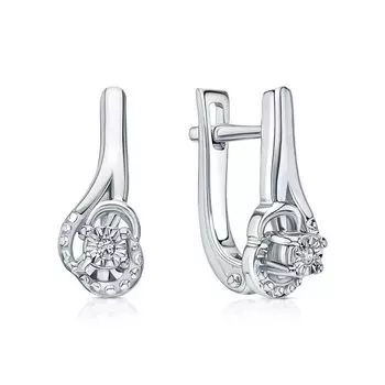 Серебряные серьги с бриллиантами природными