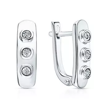 Серебряные серьги с бриллиантами природными