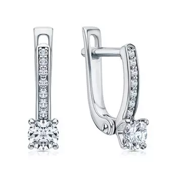 Серебряные серьги с бриллиантами выращенными