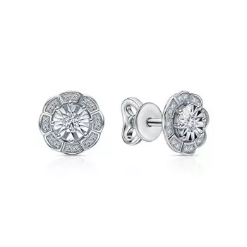 Серебряные серьги с бриллиантами выращенными