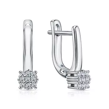 Серебряные серьги с бриллиантами выращенными