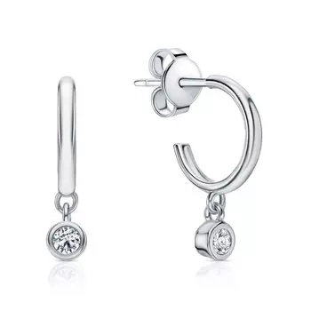 Серебряные серьги с бриллиантами выращенными