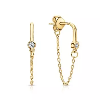 Серебряные серьги с бриллиантами выращенными