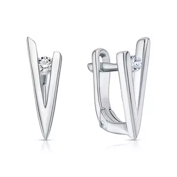 Серебряные серьги с бриллиантами выращенными