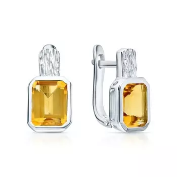 Серебряные серьги с цитринами