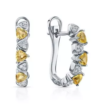 Серебряные серьги с цитринами и фианитами