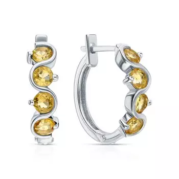 Серебряные серьги с цитринами природными