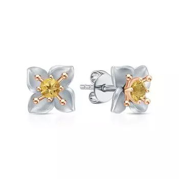 Серебряные серьги с цитринами природными