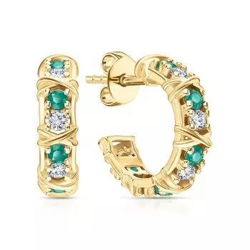 Серебряные серьги с фианитами и агатами природными